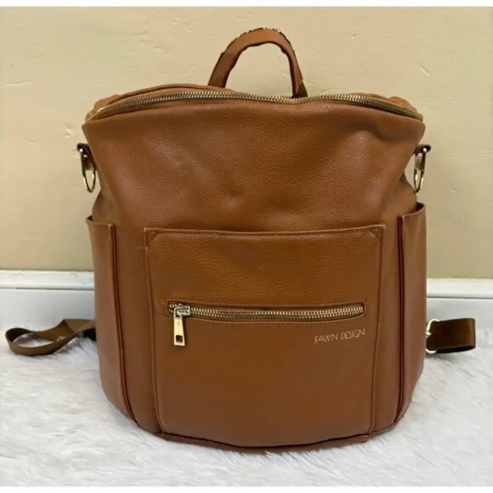 Fawn Design The Original Convertible Diaper Bag Brown Faux Leather